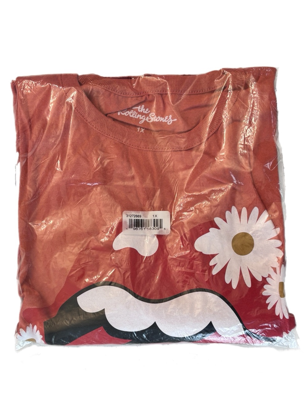 The Rolling Stones Coral Daisy Graphic Short Sleeve Crop Tee Cotton - Picture 3 of 5